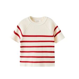 Kids Striped Short Sleeve Top - Red & White size 11-12